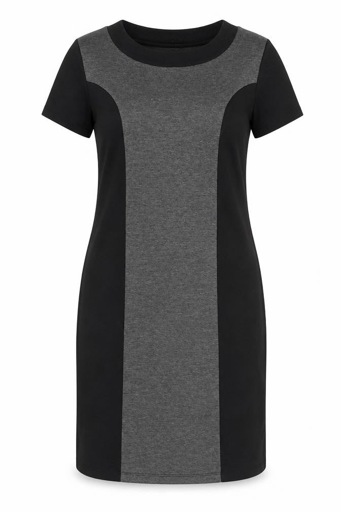 Mimosa Womens Black Colourblock Polyester T-Shirt Dress Size 14 Round Neck Pullover