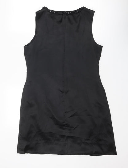 Back view of Miss Selfridge women’s black polyester shift, size UK 14, round neck zip