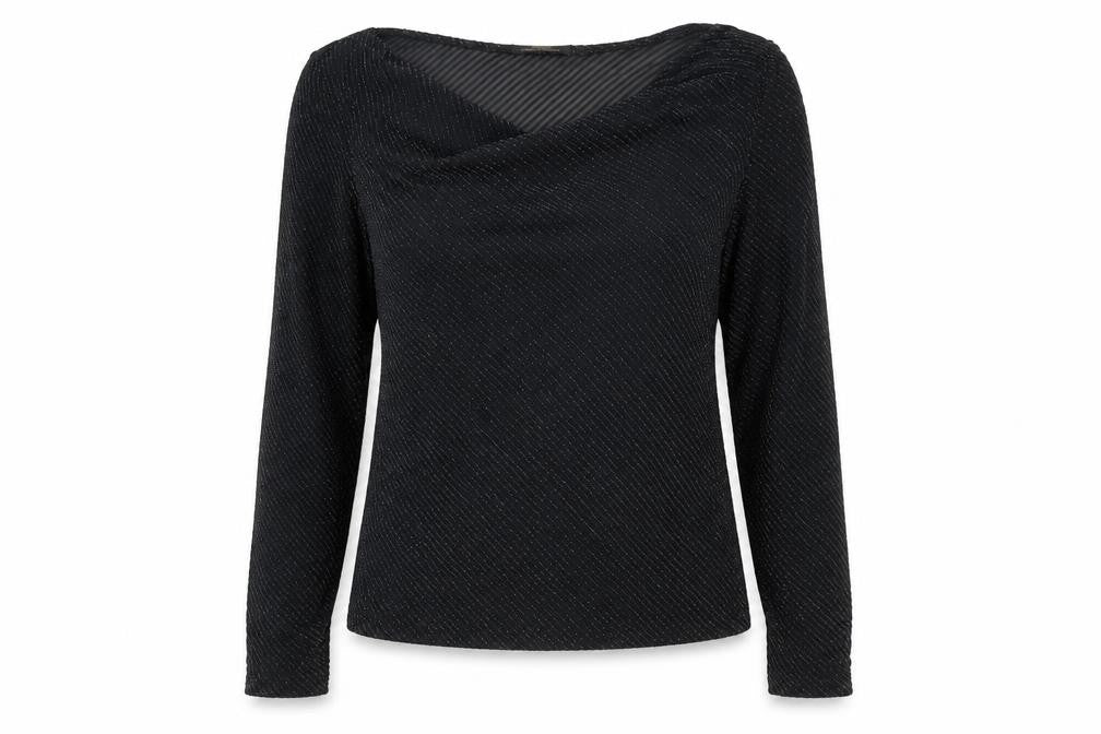 St Michael Womens Black Polyamide Basic Blouse Size 16 Boat Neck