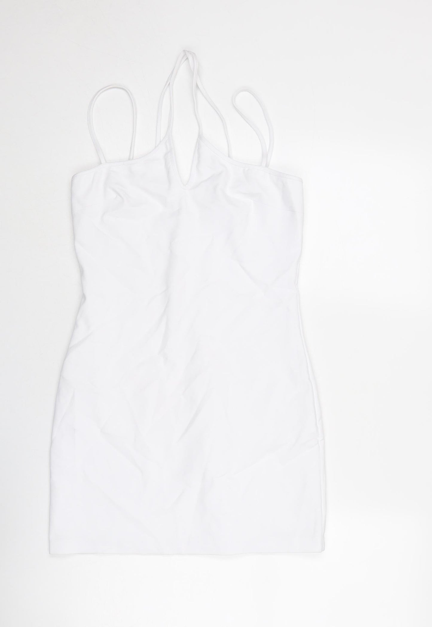 Zara Womens White Viscose Mini Size M V-Neck Zip