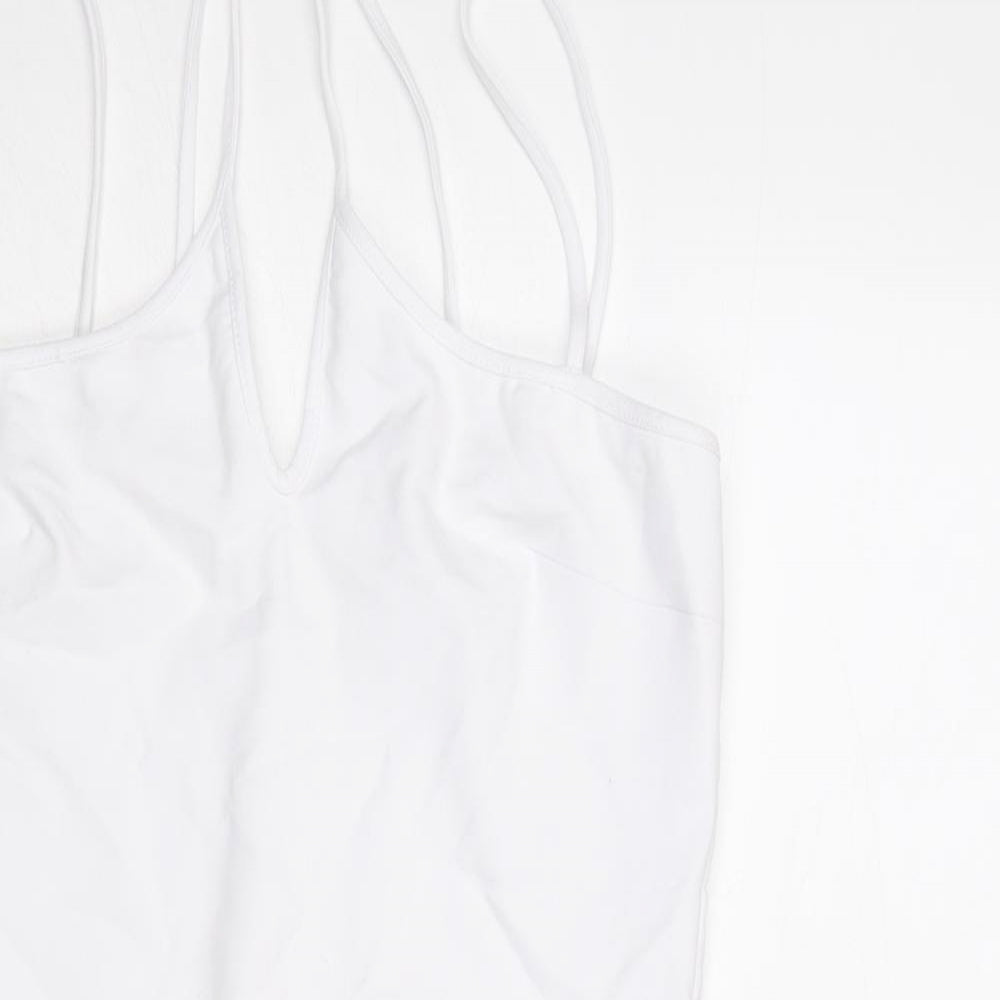 Zara Womens White Viscose Mini Size M V-Neck Zip