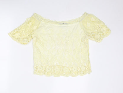 Parisian Collection Womens Yellow Polyester Basic Blouse Size S Off the Shoulder - Size S-M