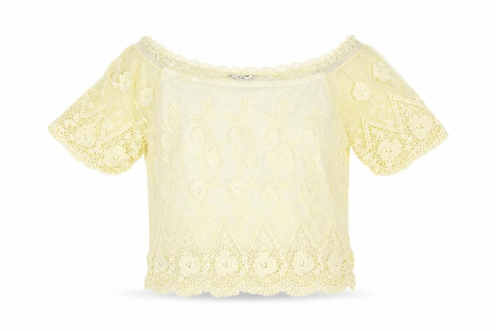 Parisian Collection Womens Yellow Polyester Basic Blouse Size S Off the Shoulder - Size S-M