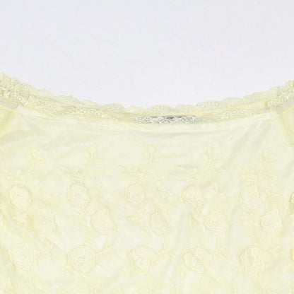 Parisian Collection Womens Yellow Polyester Basic Blouse Size S Off the Shoulder - Size S-M