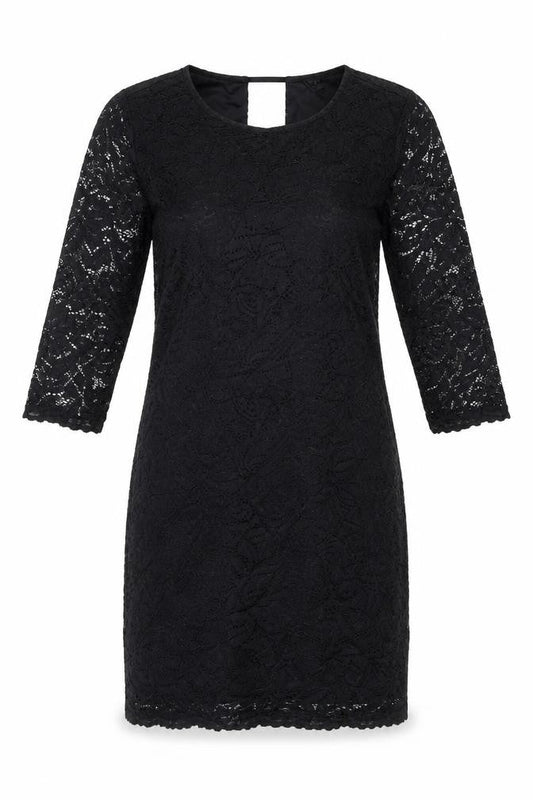 VERO MODA Womens Black Geometric Viscose Shift Size M Round Neck Pullover