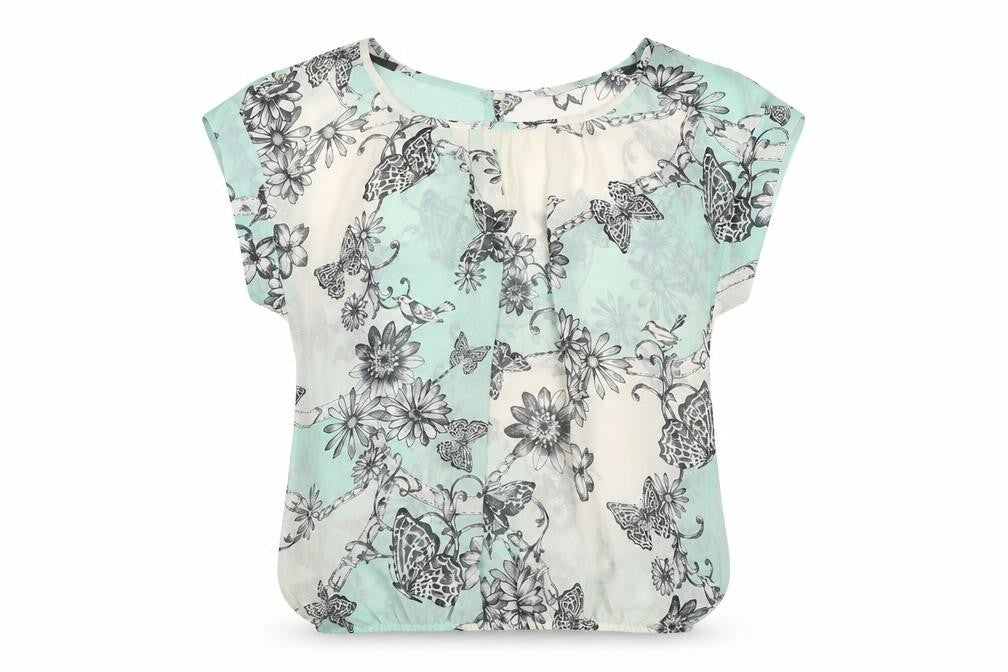 Dorothy Perkins Womens Multicoloured Floral Polyester Basic Blouse Size 8 Boat Neck