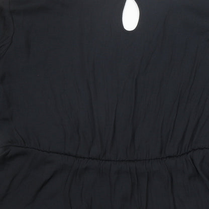 Preloved Marks and Spencer Womens Black Polyester Basic Blouse Size 20 V-Neck - Peplum - Label
