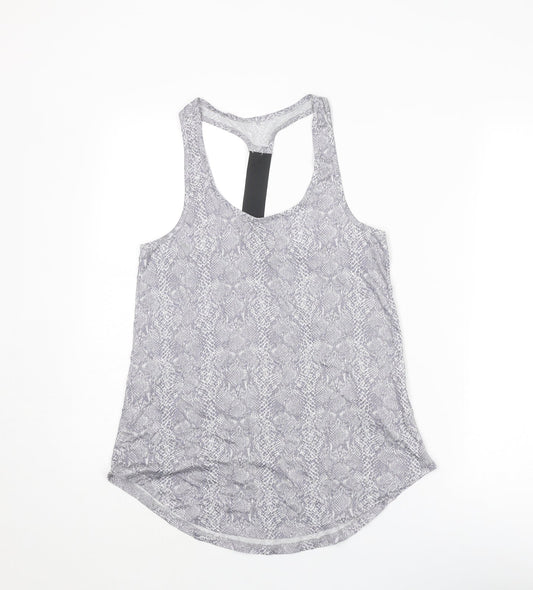 New Look Womens Grey Animal Print Cotton Basic Tank Size S Round Neck - Snake Skin Pattern