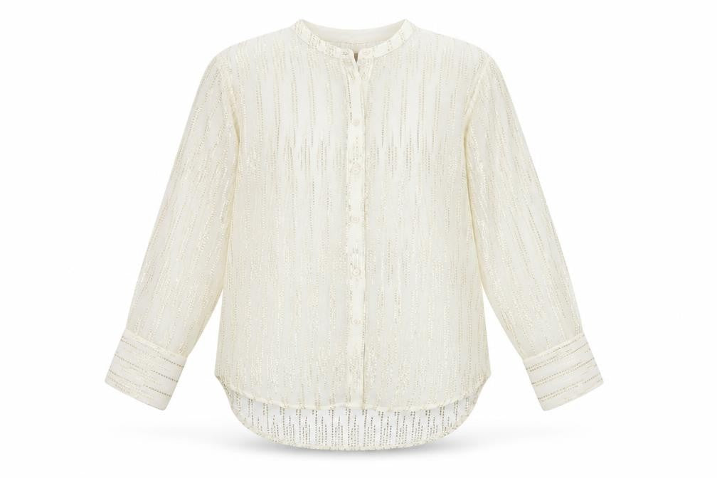 Marks & Spencer Womens Ivory Polyester Basic Button-Up Size 10 Round Neck
