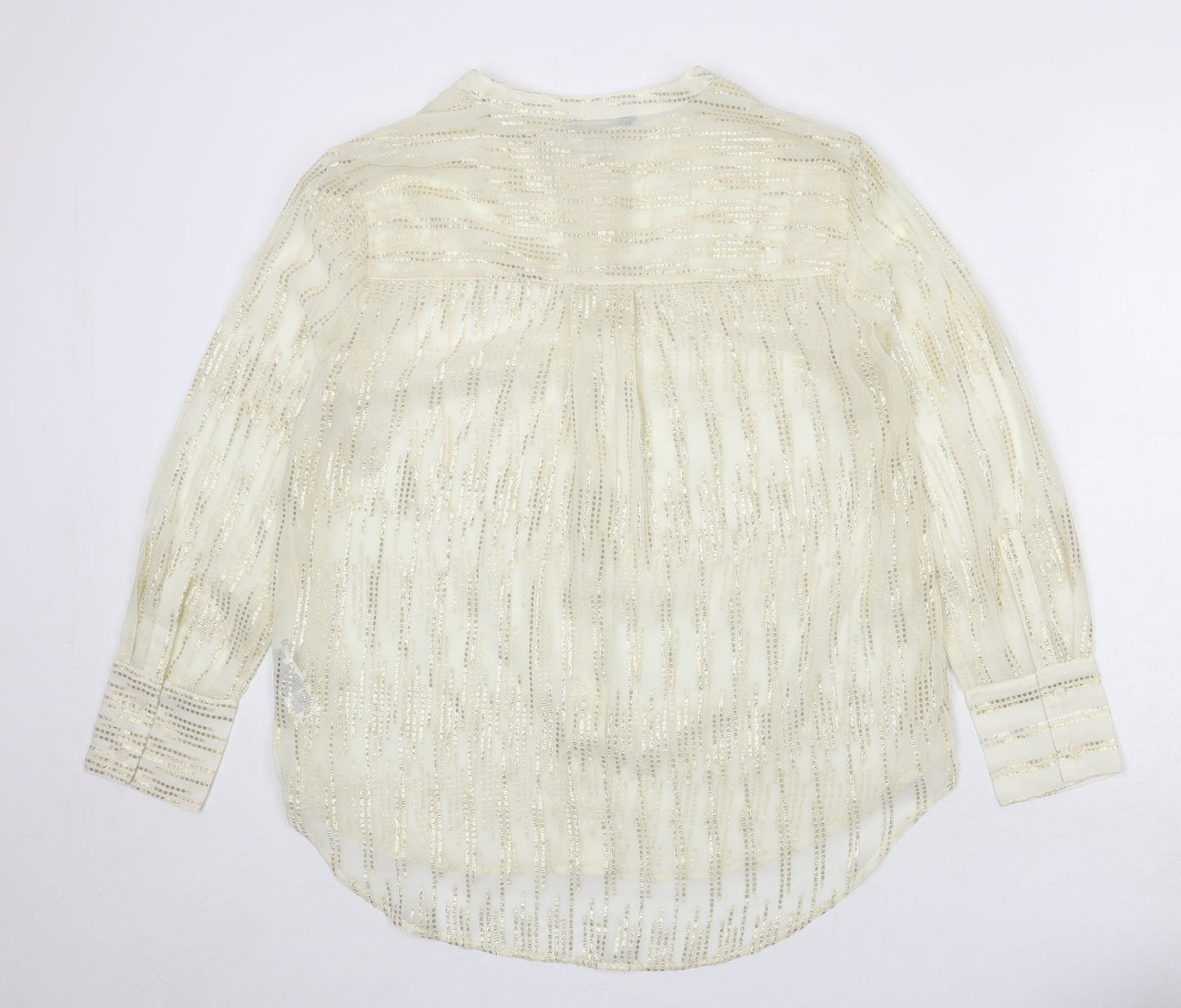 Marks and Spencer Womens Ivory Polyester Basic Button-Up Size 10 Round Neck