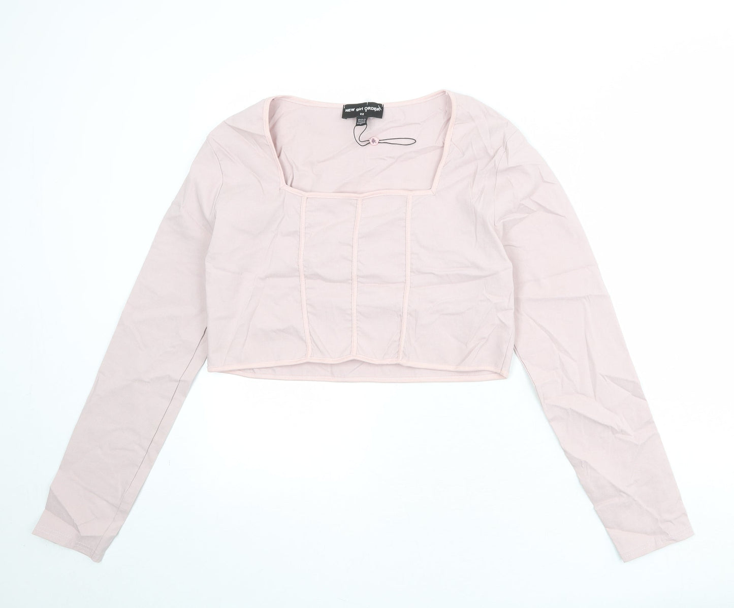 New Girl Order Womens Pink Viscose Cropped Blouse Size 22 Square Neck