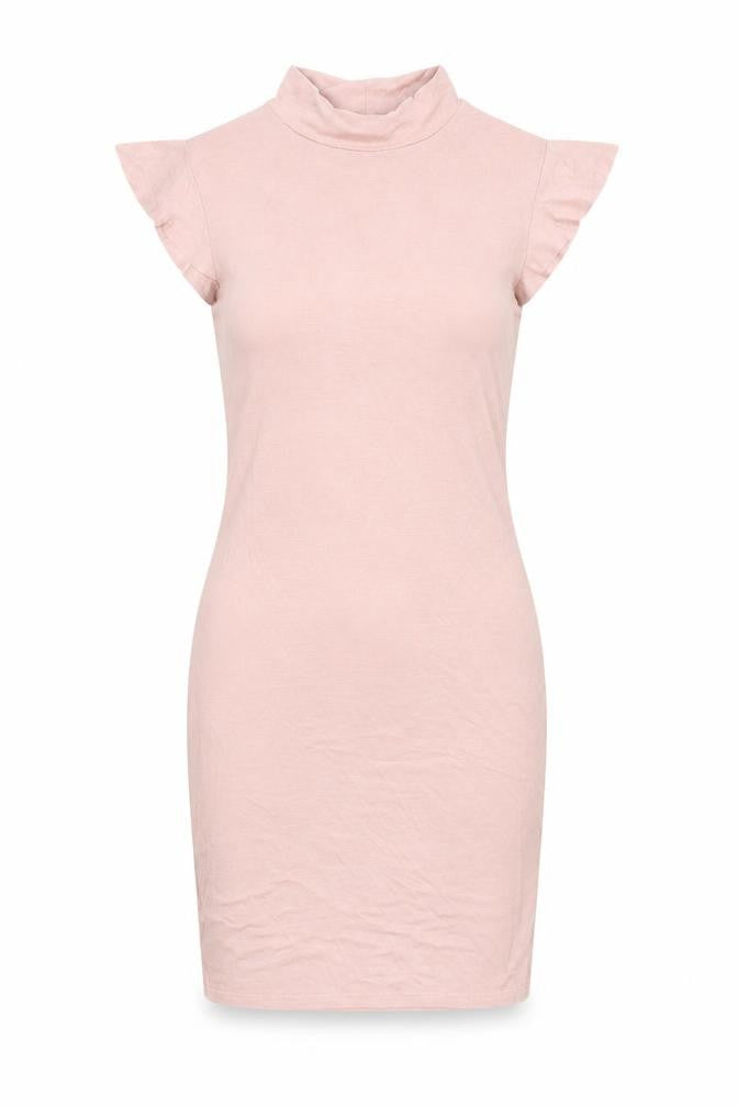 PRETTYLITTLETHING Womens Pink Viscose Bodycon Size 8 Mock Neck Pullover
