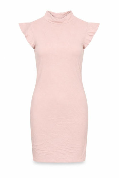 PRETTYLITTLETHING Womens Pink Viscose Bodycon Size 8 Mock Neck Pullover