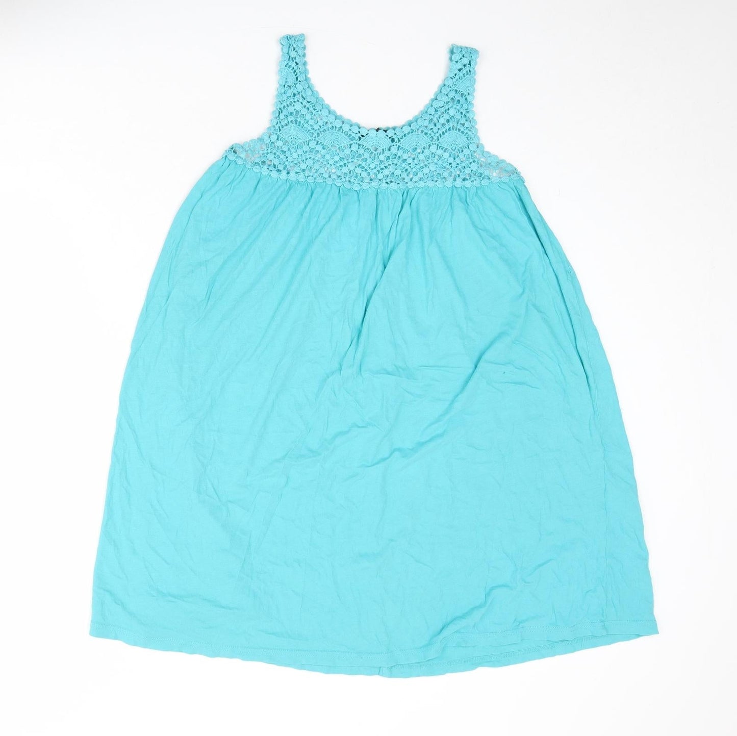 H&M Womens Blue Cotton Tank Dress Size S Round Neck Pullover