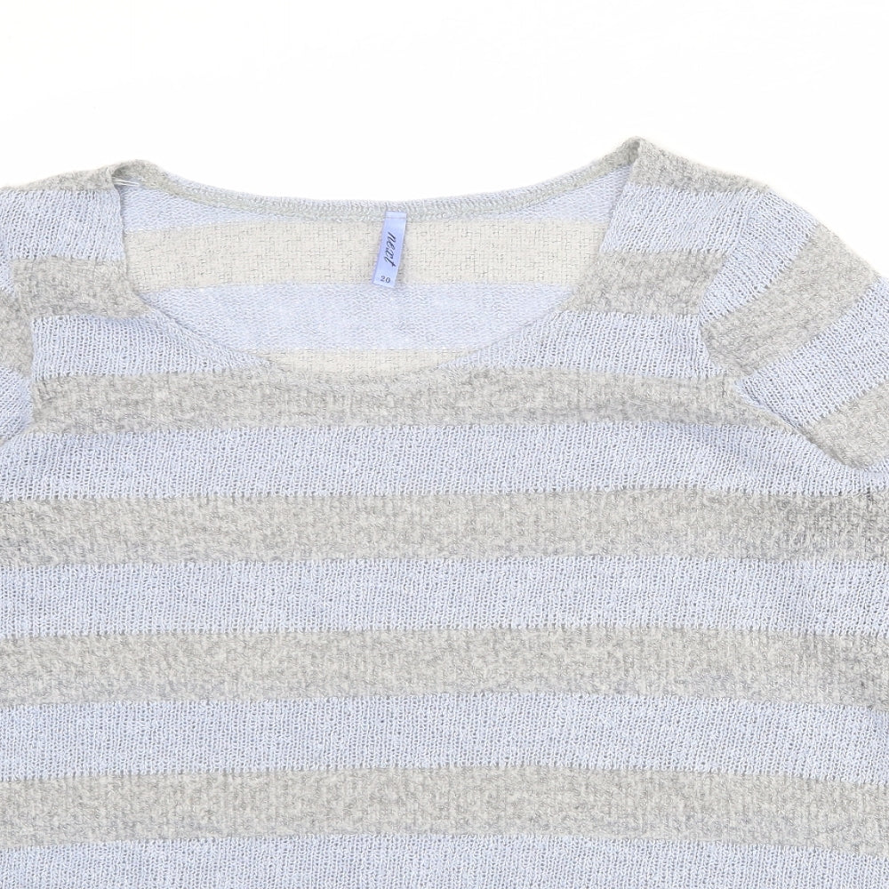 NEXT Womens Blue Round Neck Striped Polyester Pullover Jumper Size 20
