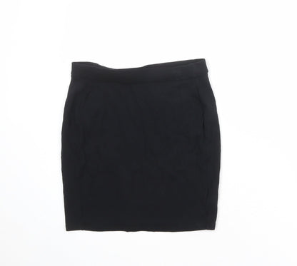 Marks & Spencer Girls Black Viscose Mini Skirt Size 13-14 Years Regular Pull On