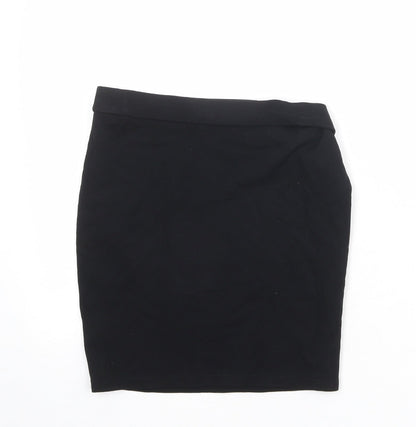 Marks & Spencer Girls Black Viscose Mini Skirt Size 13-14 Years Regular Pull On