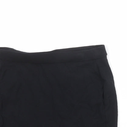 Marks & Spencer Girls Black Viscose Mini Skirt Size 13-14 Years Regular Pull On