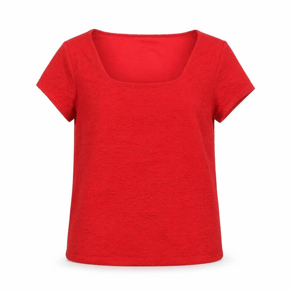 Planet Womens Red Polyester Basic T-Shirt Size XL Scoop Neck