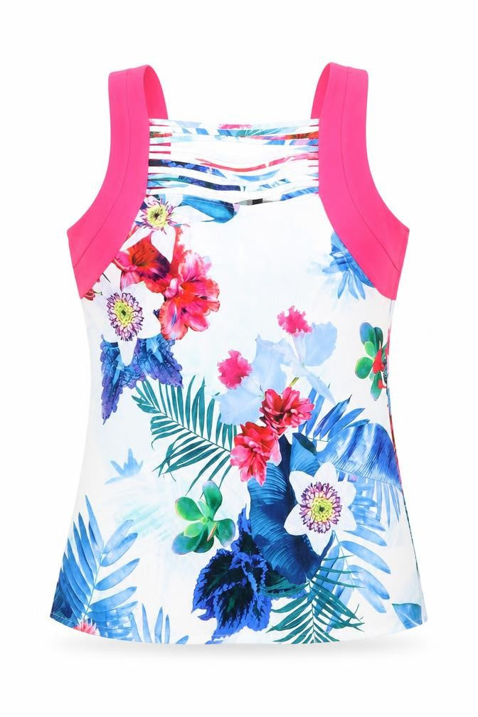 Julien Macdonald Womens Multicoloured Floral Polyester Basic Tank Size 12 Square Neck