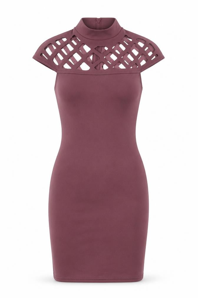 In the Style Womens Purple Polyester Bodycon Size 10 Round Neck Zip