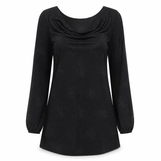 Dorothy Perkins Womens Black Geometric Polyester A-Line Size L Cowl Neck Pullover