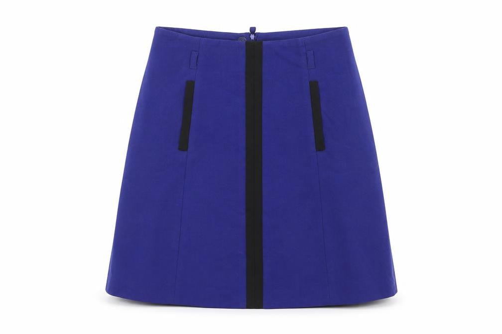 Marks & Spencer Womens Blue Polyester A-Line Skirt Size 8 Zip