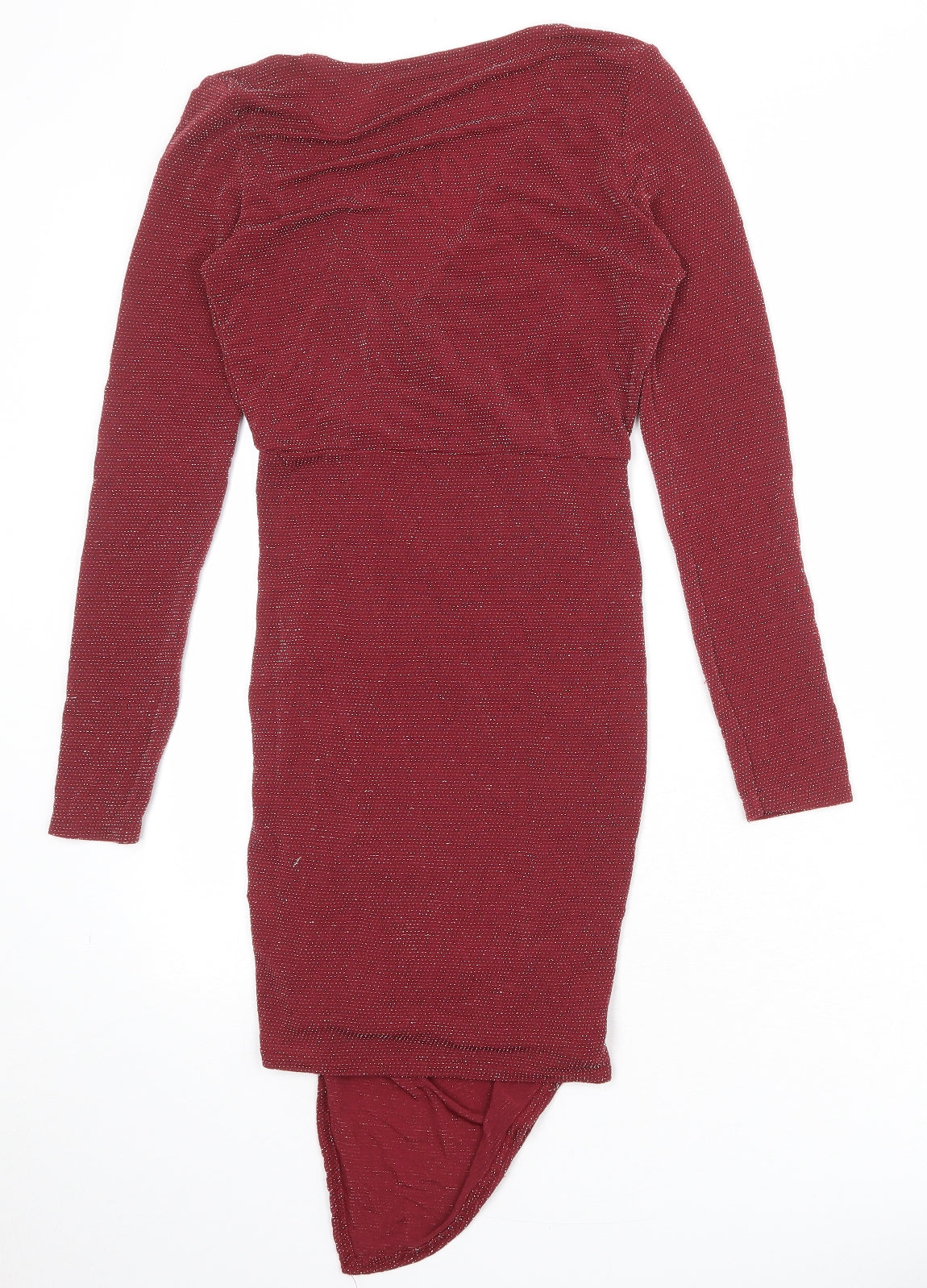 Boohoo Womens Red Nylon A-Line Size 10 V-Neck Pullover