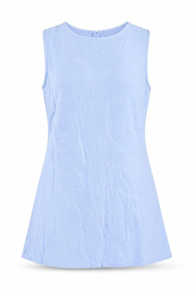 Warehouse Womens Blue Viscose Basic Tank Size 8 Round Neck