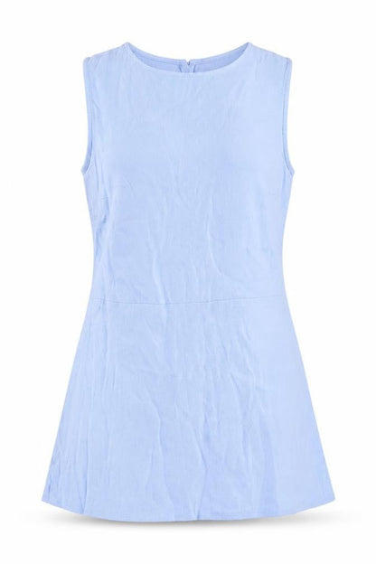 Warehouse Womens Blue Viscose Basic Tank Size 8 Round Neck