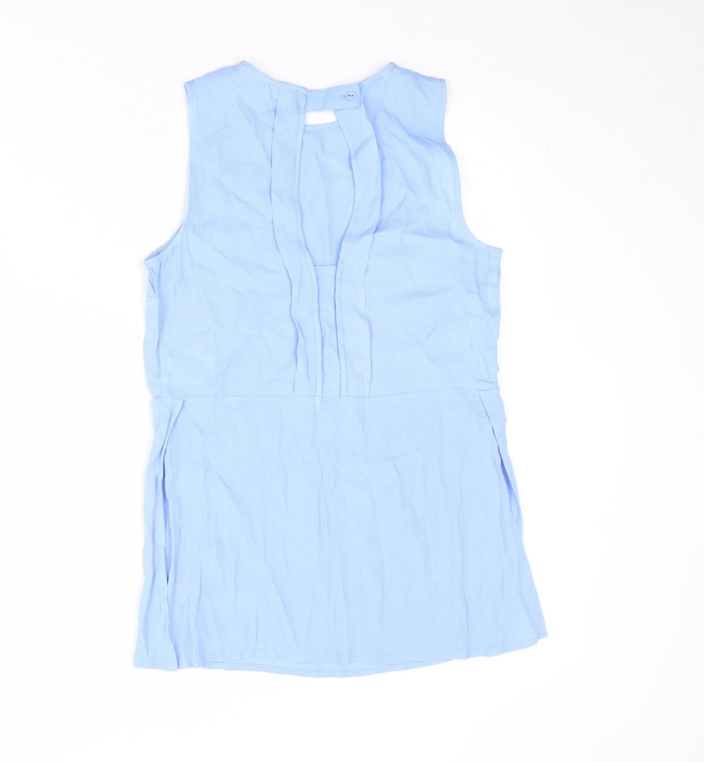 Warehouse Womens Blue Viscose Basic Tank Size 8 Round Neck