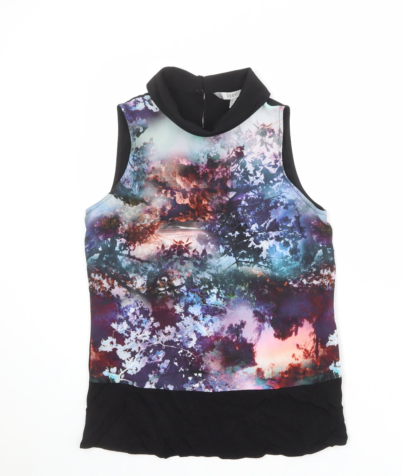 Coast Womens Multicoloured Geometric Polyester Basic Tank Size 6 Round Neck