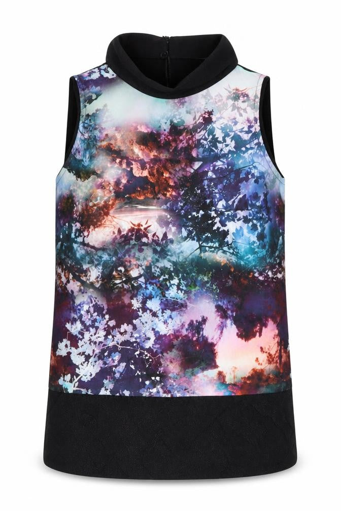 Coast Womens Multicoloured Geometric Polyester Basic Tank Size 6 Round Neck