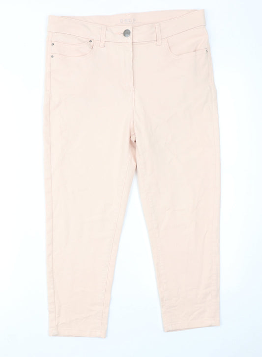 Marks and Spencer Womens Pink Cotton Tapered Jeans Size 30 in Regular Zip