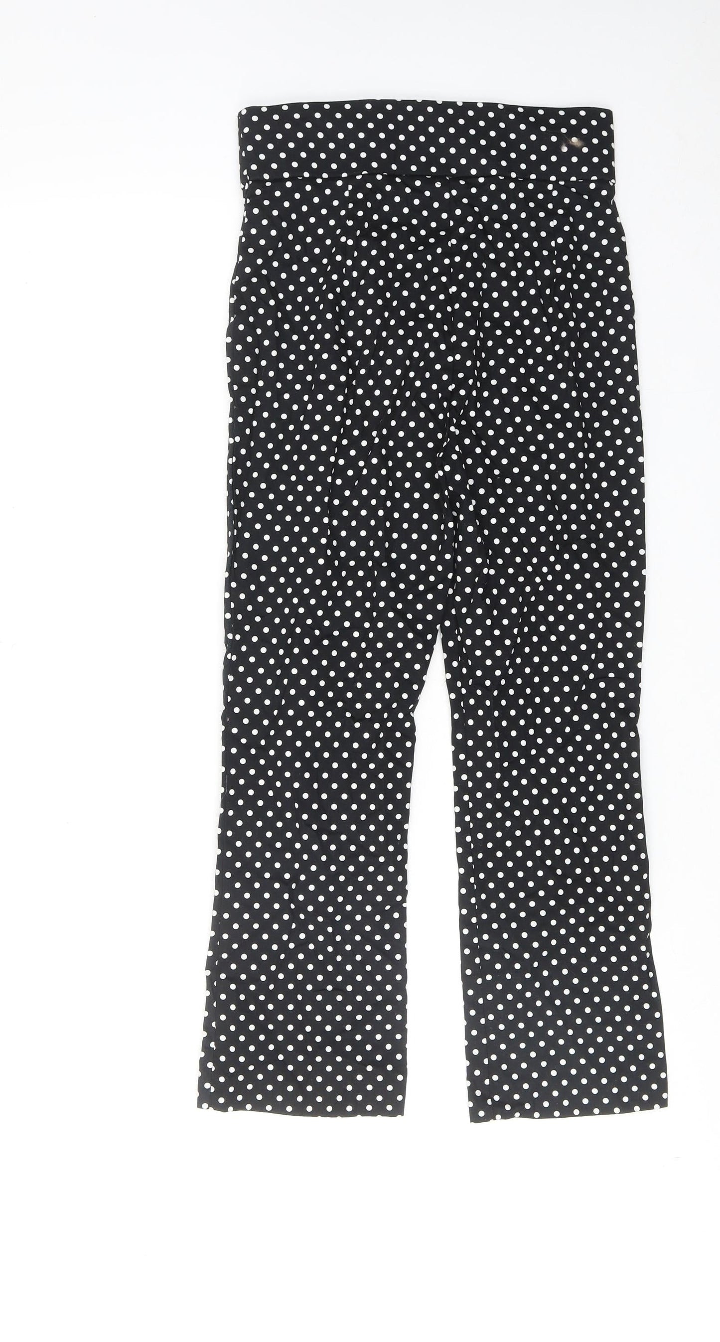 ASOS Womens Black Polka Dot Cotton Trousers Size XS Regular Hook & Eye