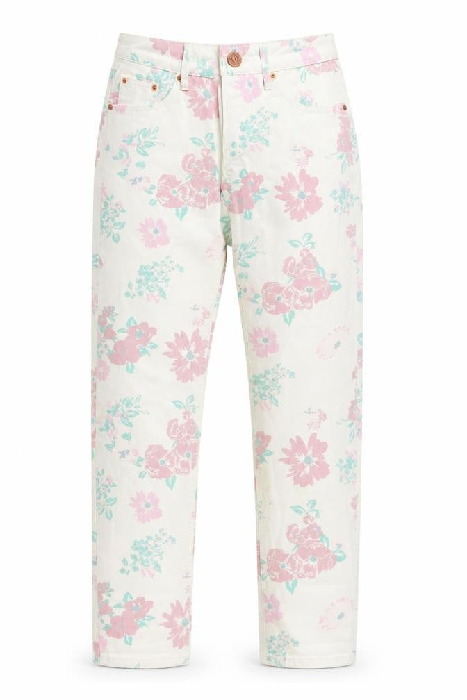 River Island Womens Multicoloured Floral Cotton Straight Jeans Size 6 Regular Zip
