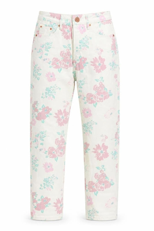 River Island Womens Multicoloured Floral Cotton Straight Jeans Size 6 Regular Zip