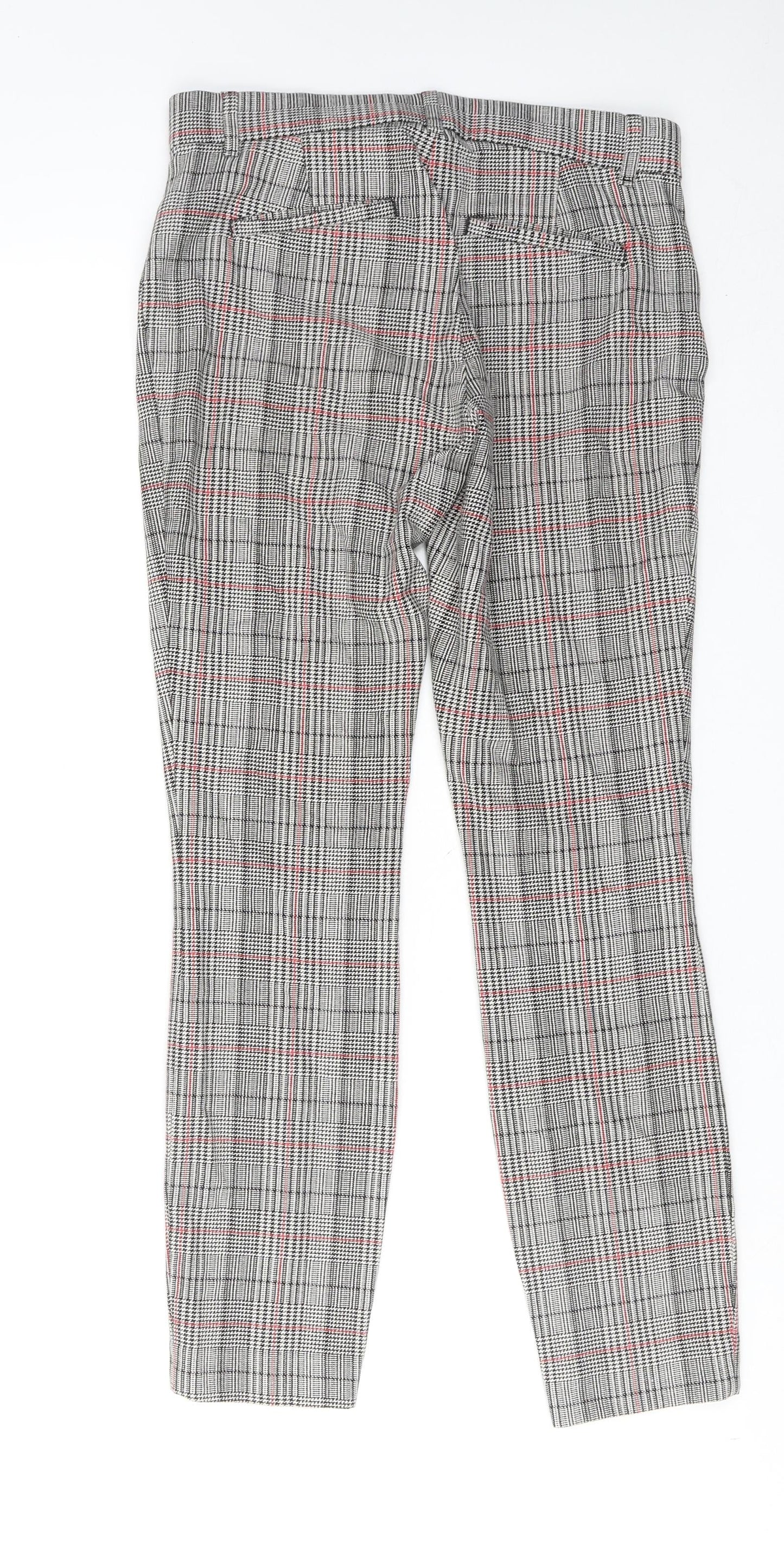 Gap Womens Grey Plaid Cotton Trousers Size 4 Regular Hook & Eye