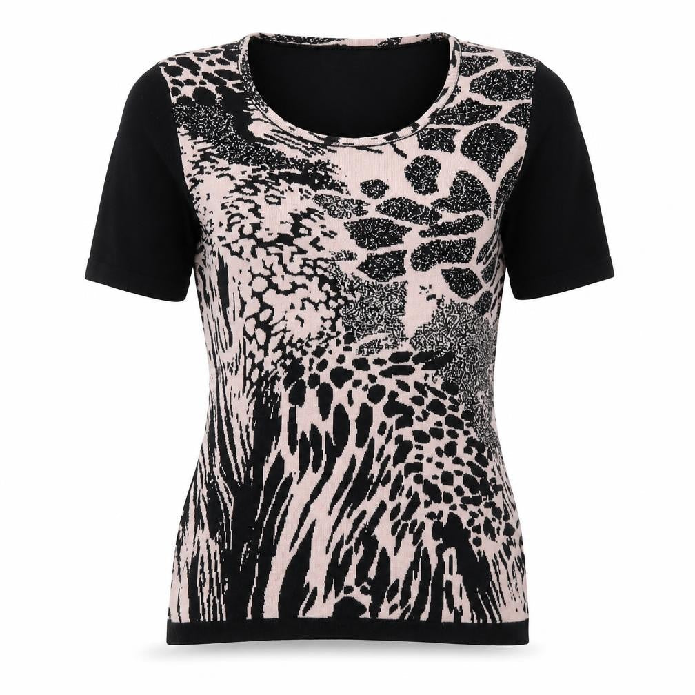 Lahaveil Womens Pink Round Neck Animal Print Viscose Pullover Jumper Size M - Size M-L Leopard Print