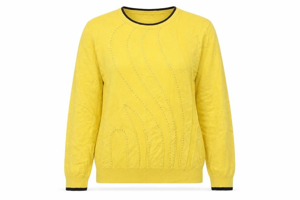 Ellie B Womens Yellow Round Neck Viscose Pullover Jumper Size L