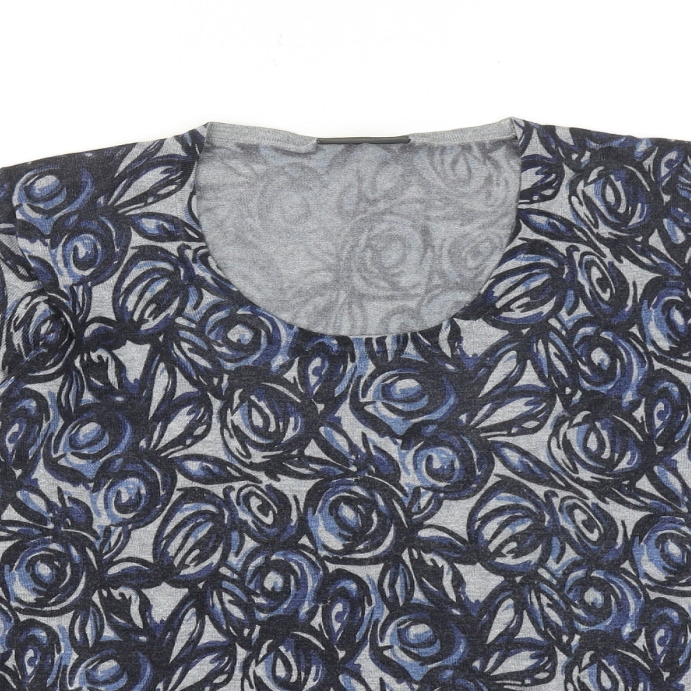 Alex & Co. Womens Blue Round Neck Geometric Viscose Pullover Jumper Size 14