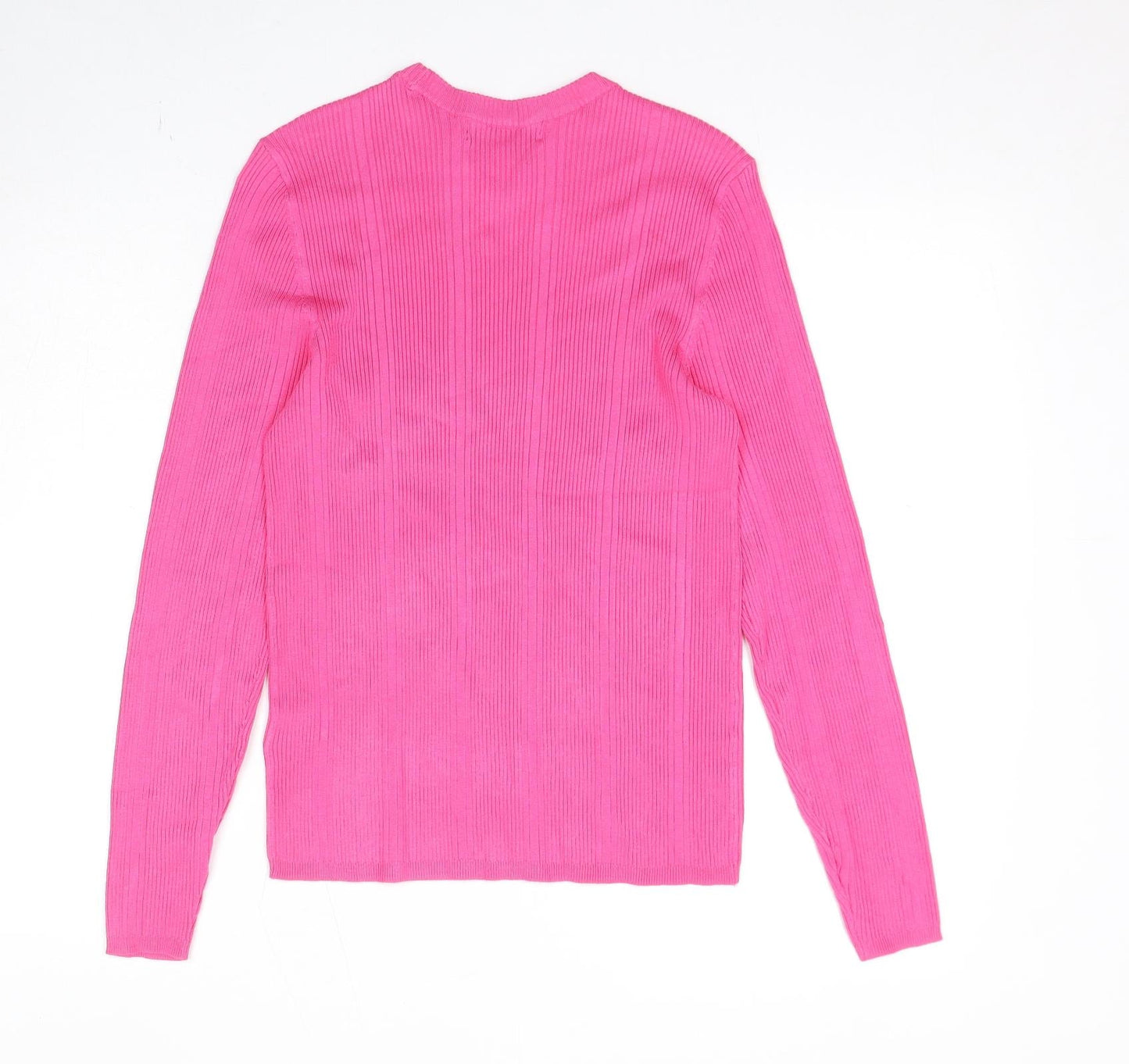 Marks and Spencer Womens Pink Viscose Basic Blouse Size 12 Crew Neck - Ribbed