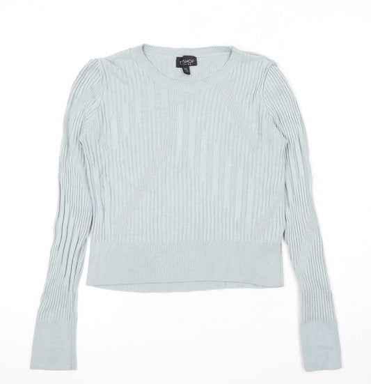 Topshop Womens Blue Round Neck Viscose Pullover Jumper Size 8