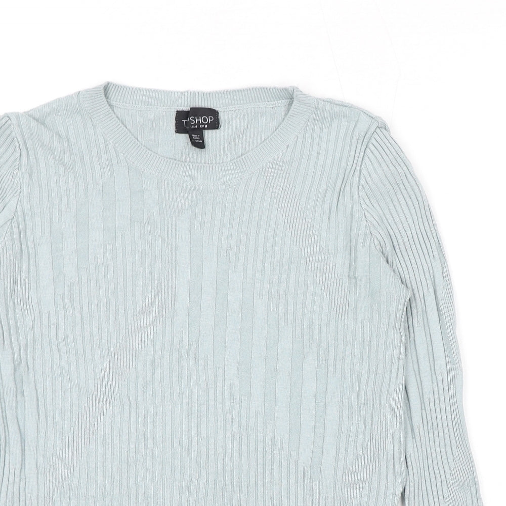 Topshop Womens Blue Round Neck Viscose Pullover Jumper Size 8