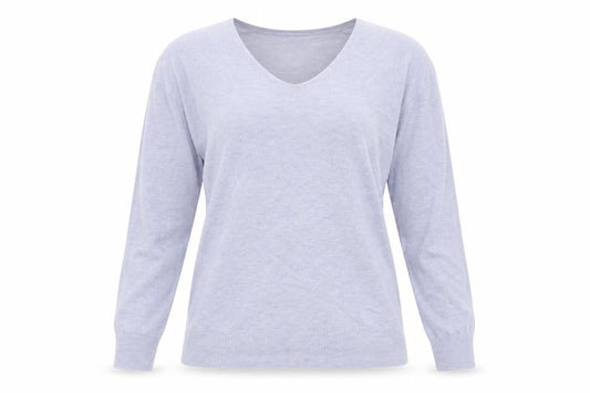 Mango Womens Blue V-Neck Acrylic Pullover Jumper Size S