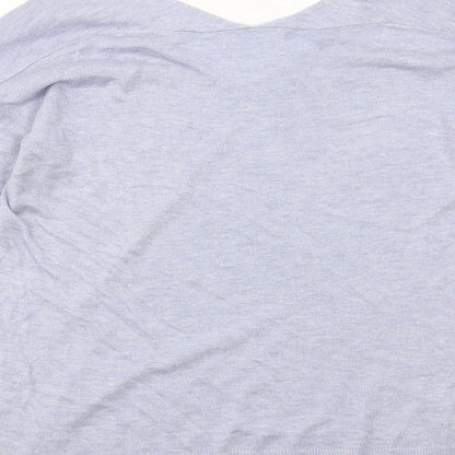 Mango Womens Blue V-Neck Acrylic Pullover Jumper Size S