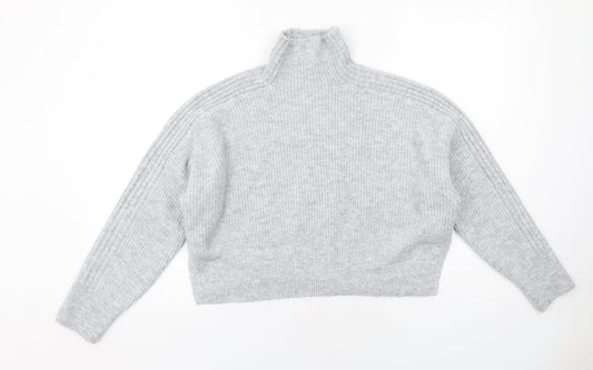 Topshop Womens Grey High Neck Acrylic Pullover Jumper Size M