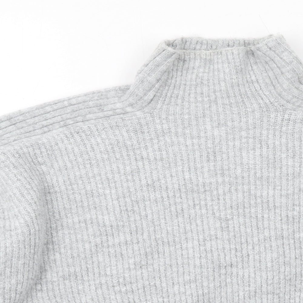 Topshop Womens Grey High Neck Acrylic Pullover Jumper Size M