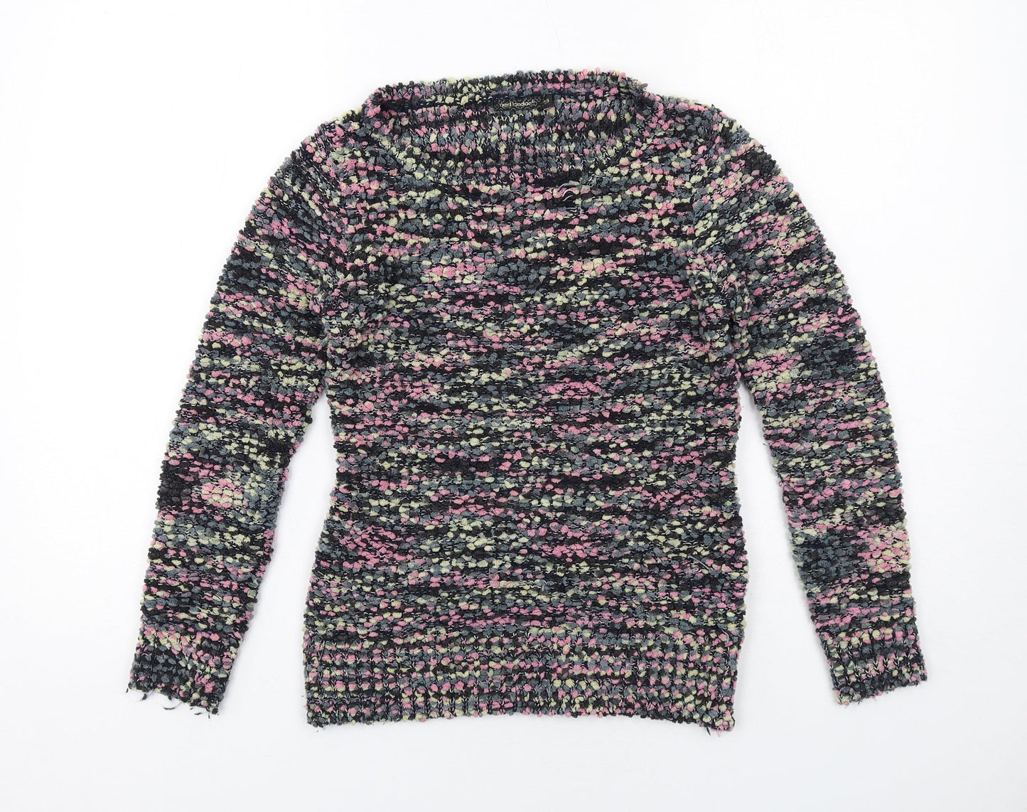 QED London Womens Multicoloured Round Neck Acrylic Pullover Jumper Size S