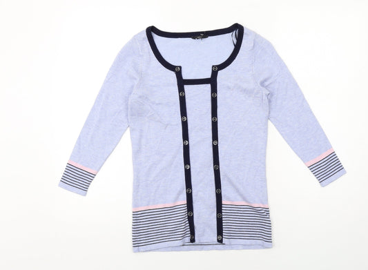 M&Co Womens Blue Round Neck Viscose Pullover Jumper Size 8